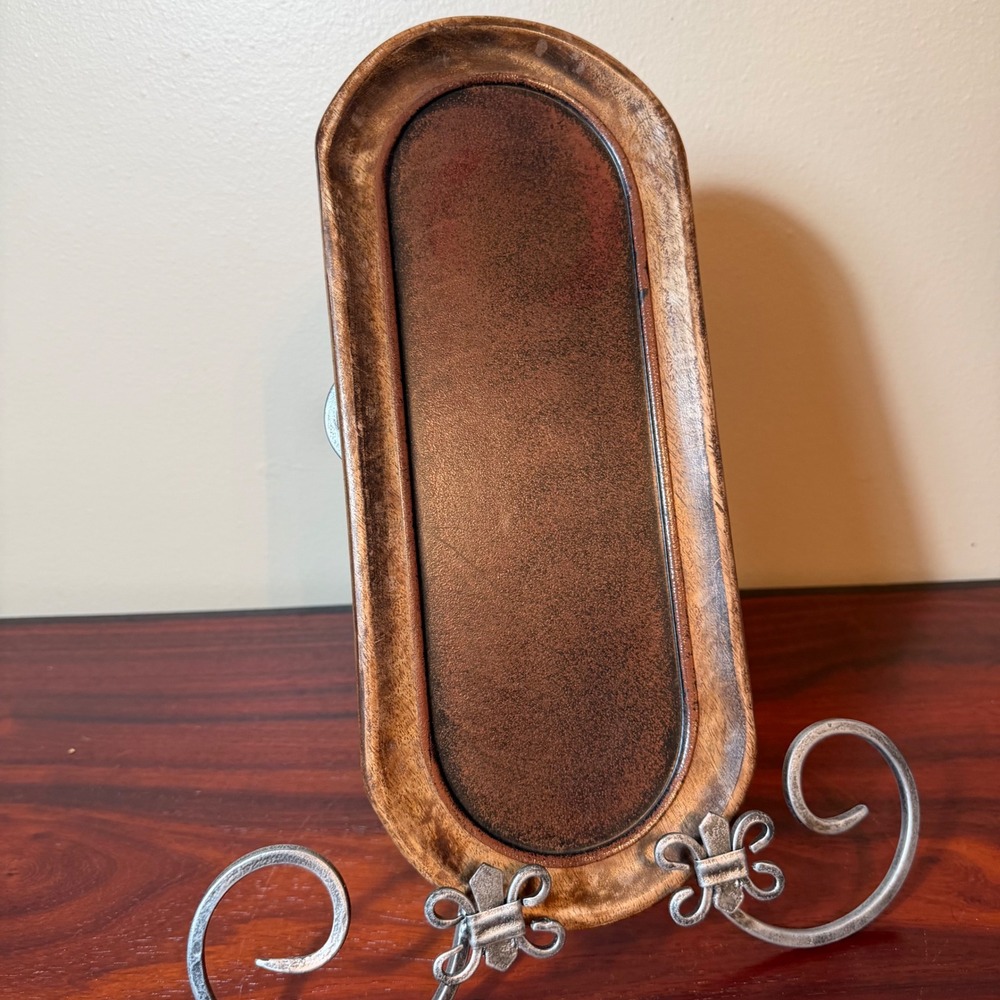 Hosley Wood Candle Holder Tray Brown Rustic Oblong Pillar Candle Plate 12 Inch